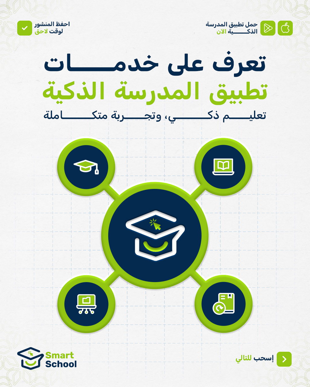 تعرف على خدمات تطبيق المدرسة الذكيةArtboard 1